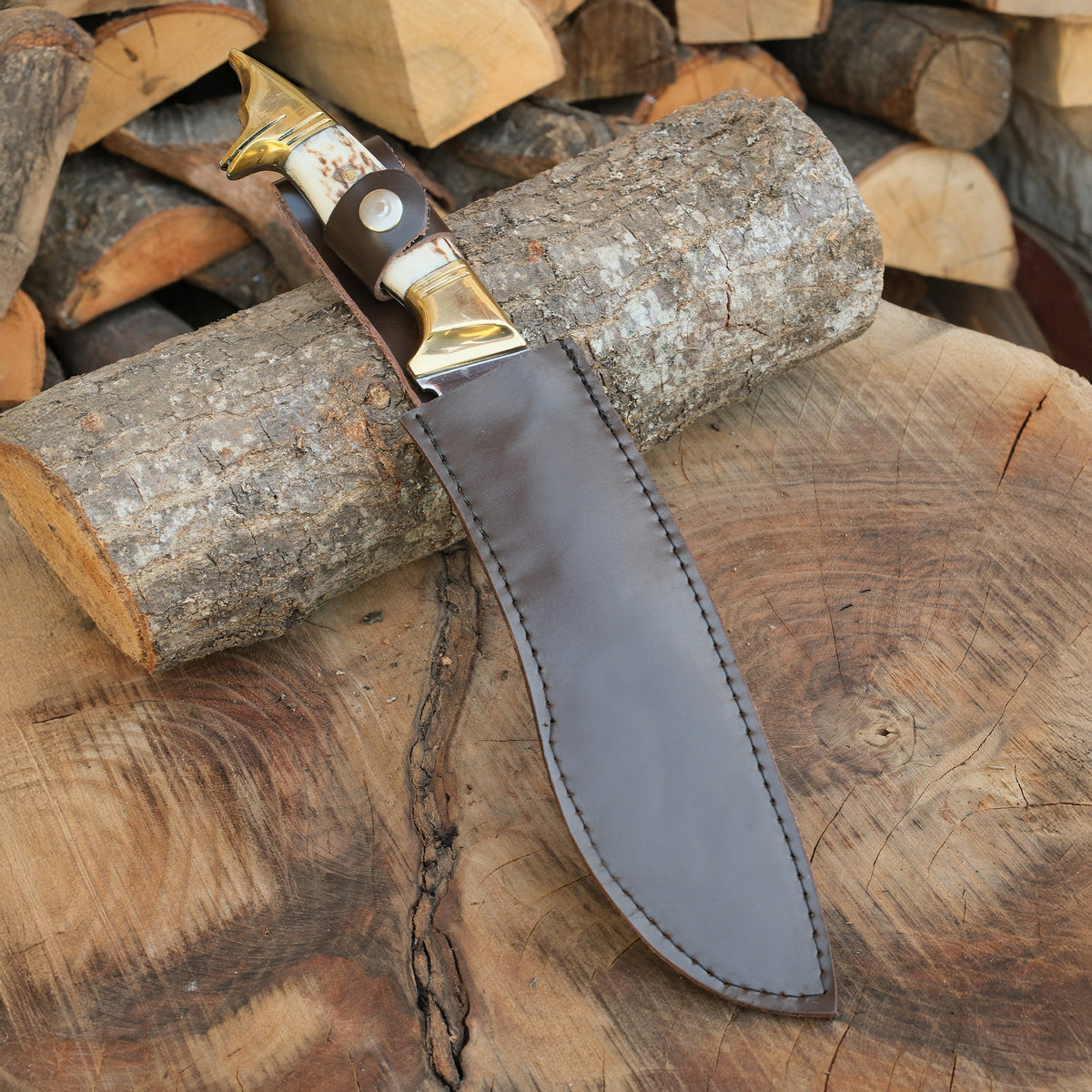 Avcılık, koleksiyon ve outdoor için dayanıklı geyik boynuzu saplı bıçak