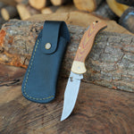 Meşe mikarta ve pirinç detaylı 4116 paslanmaz çelikten el yapımı katlanır model