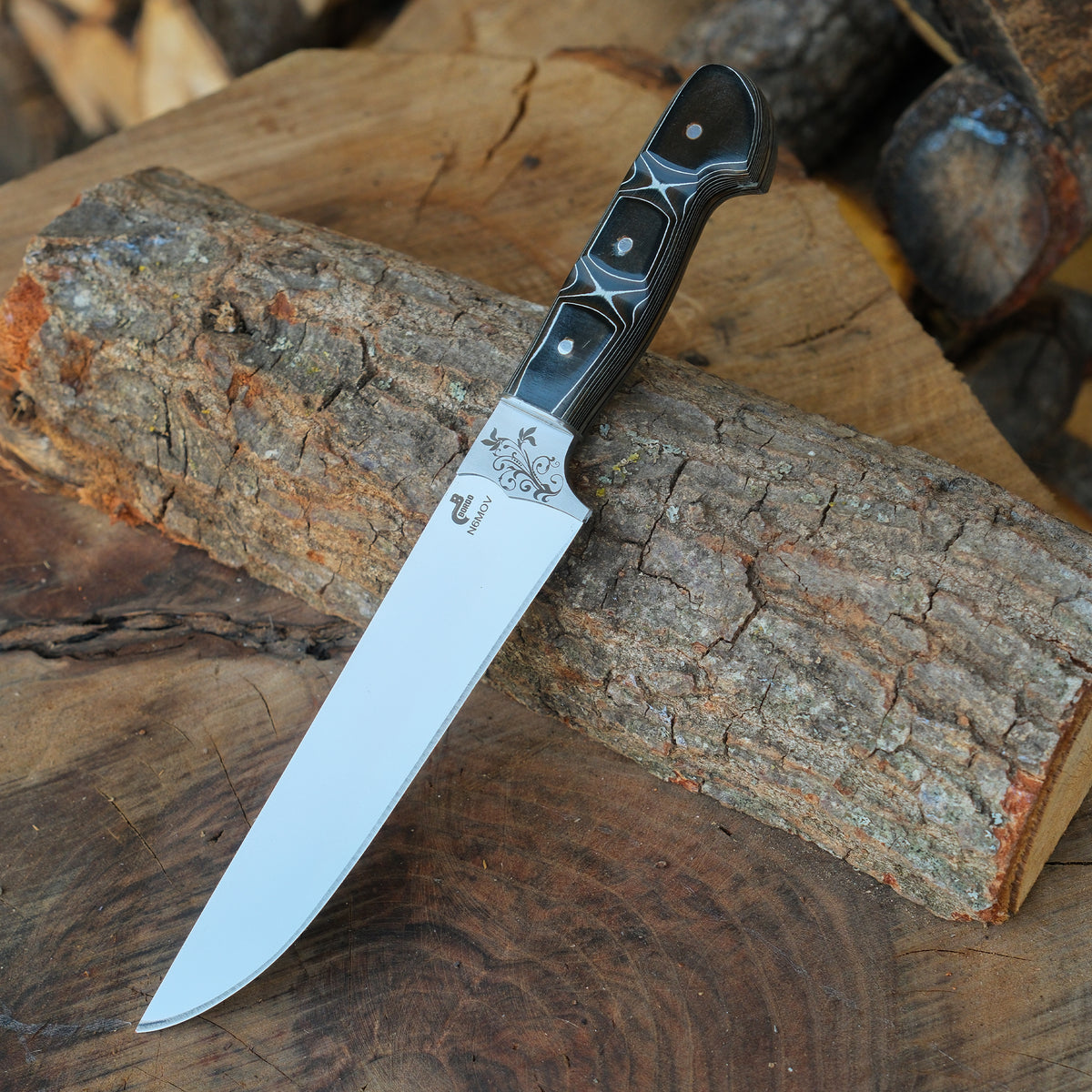 N6 Mov çelikten üretilmiş, verzalit saplı el yapımı 30 cm Yatağan bıçağı