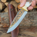 Altın kaplama N690 çelikten üretilmiş el yapımı Yatağan bıçak modeli