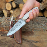 Köse Mehmet ustalığıyla üretilmiş N690 çelik ve geyik boynuzu saplı bıçak