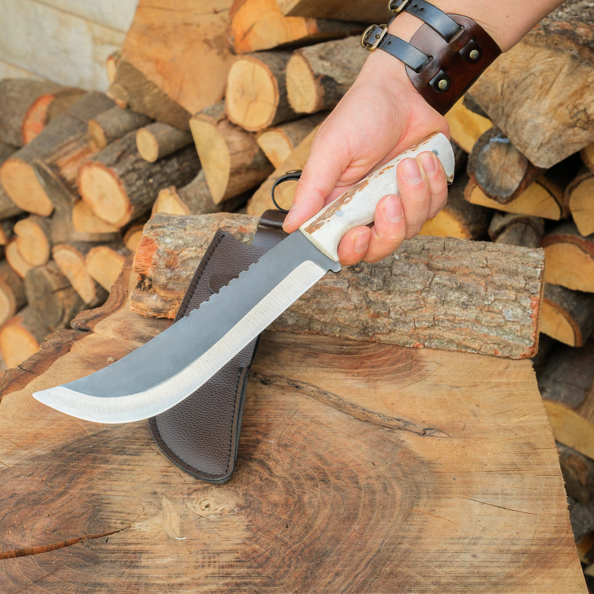 Orijinal geyik boynuzu saplı, 4034 paslanmaz Alman çelikten el yapımı bıçak