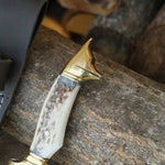 Doğal geyik boynuzu sap ve paslanmaz çelik gövdeye sahip şık bıçak