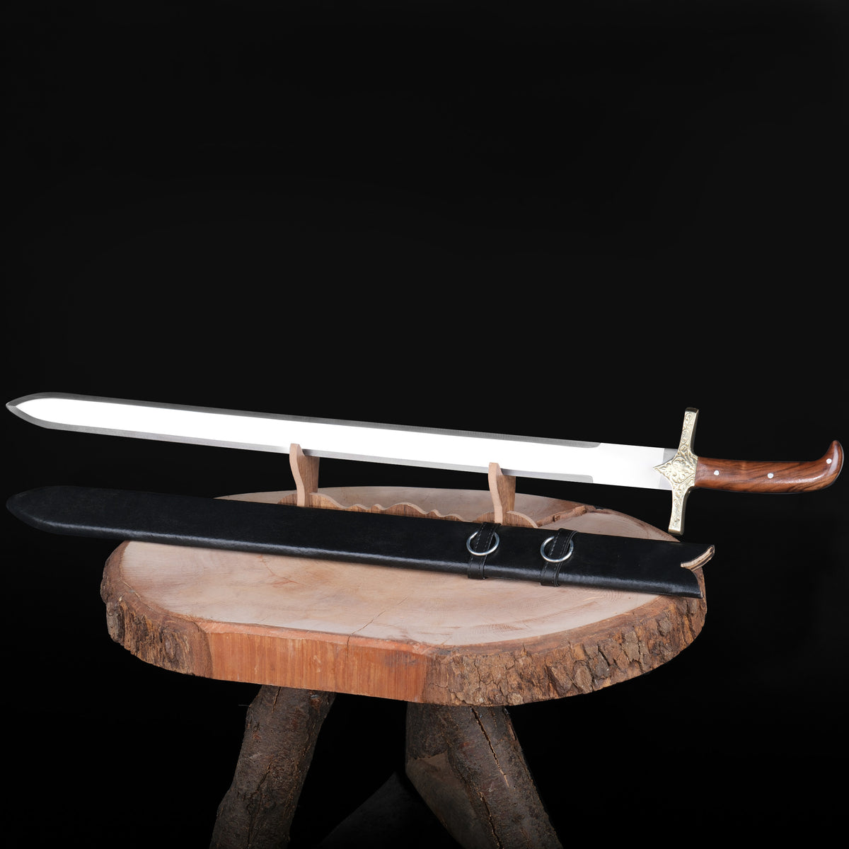 90 cm uzunluğunda ceviz saplı 4034 paslanmaz çelik büyük boy bıçak