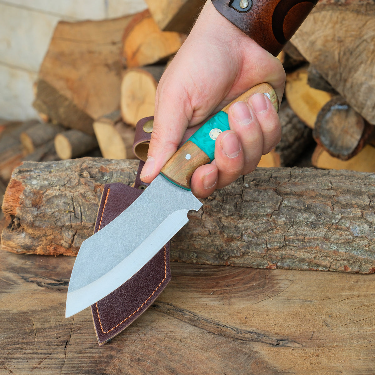 4034 paslanmaz Alman çeliğinden üretilmiş epoksi saplı 24 cm el yapımı bıçak