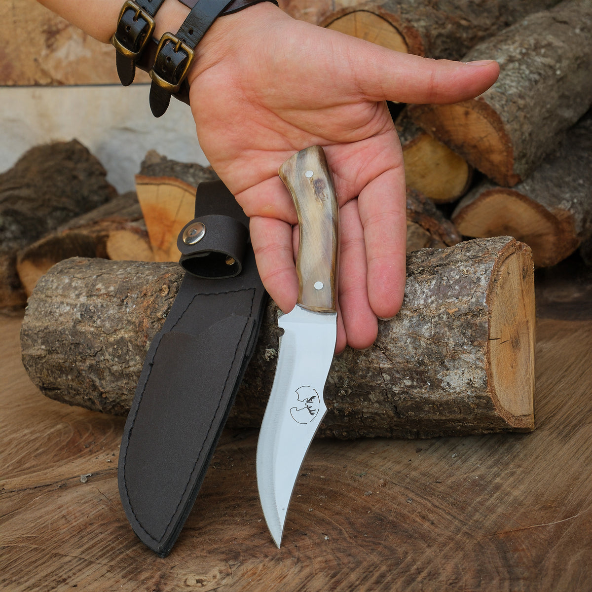 Paslanmaz 4034 Alman çeliğinden yapılmış kemik saplı 21 cm el yapımı bıçak