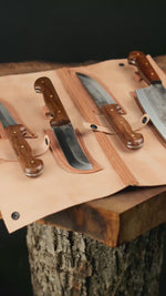 Ceviz saplı ve dört parçalı özel el işi kurban kesim seti