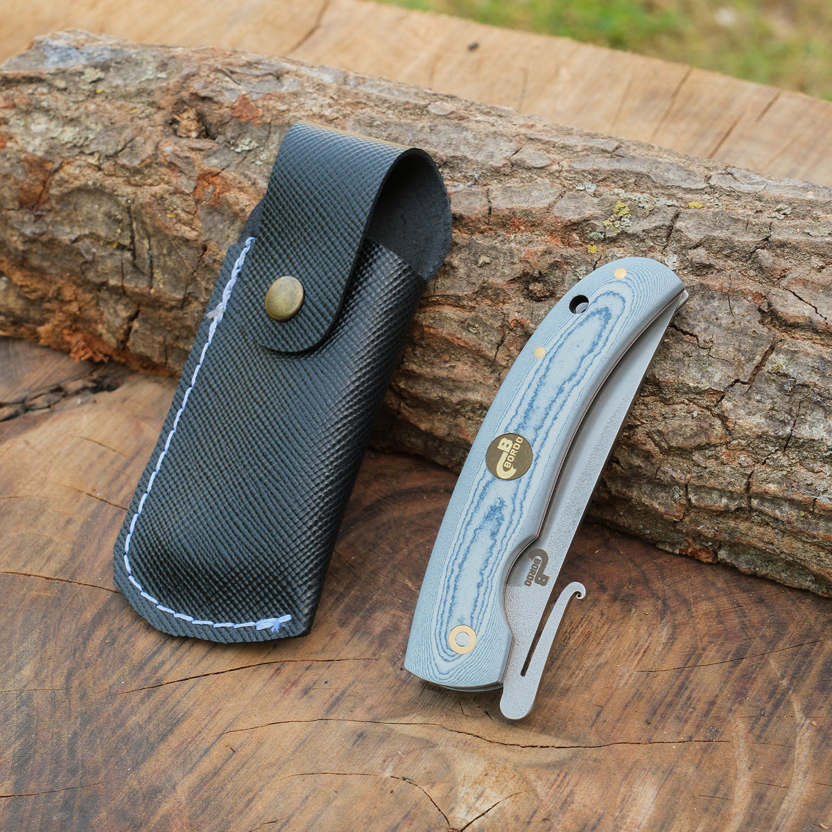 Yatağan ustalarının işçiliği ile yapılmış stabilize saplı N690 çelik katlanır model