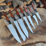 4034 Alman çelikten üretilmiş, ceviz saplı standlı şef bıçağı seti