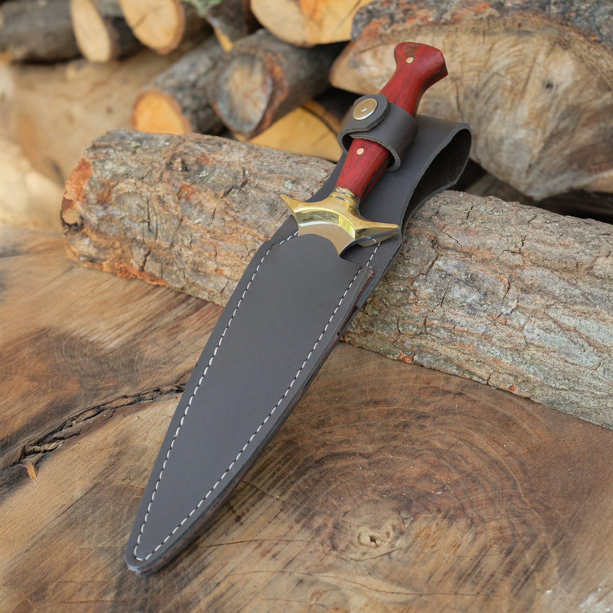 4034 Alman çelikten üretilmiş doğal ceviz saplı Çerkez model bıçak