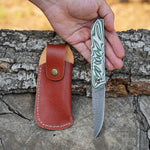 Katlanır Model - 20 Cm - Paslanmaz Damascus Çelik - G-10 Sap