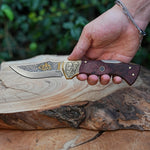 Katlanır Model- N690 Çelik 24K Altın Viking Gravür İşlemeli Stabilize Sap