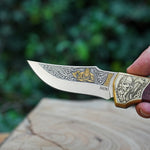 Katlanır Model- N690 Çelik 24K Altın Viking Gravür İşlemeli Stabilize Sap