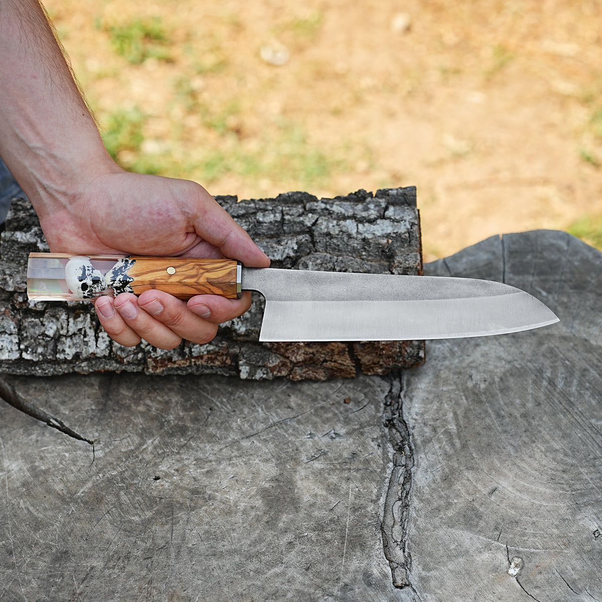 Şef Bıçağı - Gyutou Model- Ceviz Epoksi Sap - 32 Cm