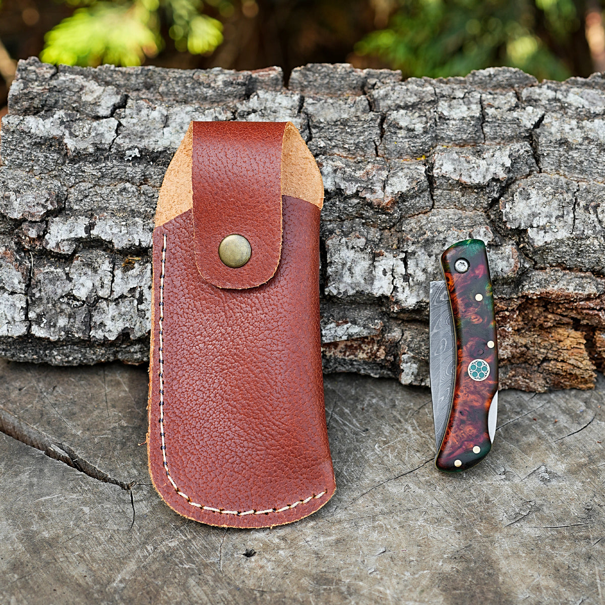 Katlanır Model- Damascus Çelik - Stabilize Sap - 15 Cm