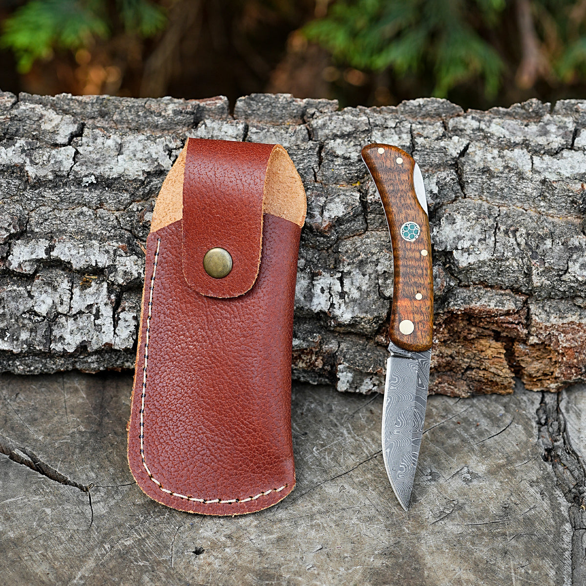 Katlanır Model- Damascus Çelik - Mango Ağacı Sap - 15 Cm