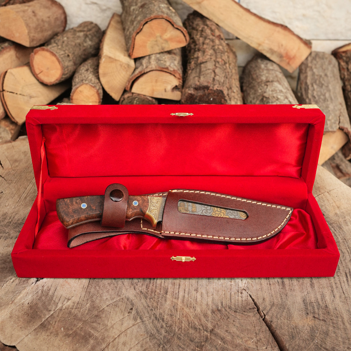 Koleksiyonluk ve Hediyelik Bıçak 24K Altın Kaplama Selahattin Eyyübi - Mescidi Aksa Gravür İşlemeli - Kadife Kutulu