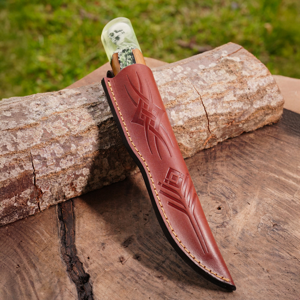 Puukko – Damascus Çelik – Kuru Kafa Detaylı Koleksiyonluk & Hediyelik Özel Seri