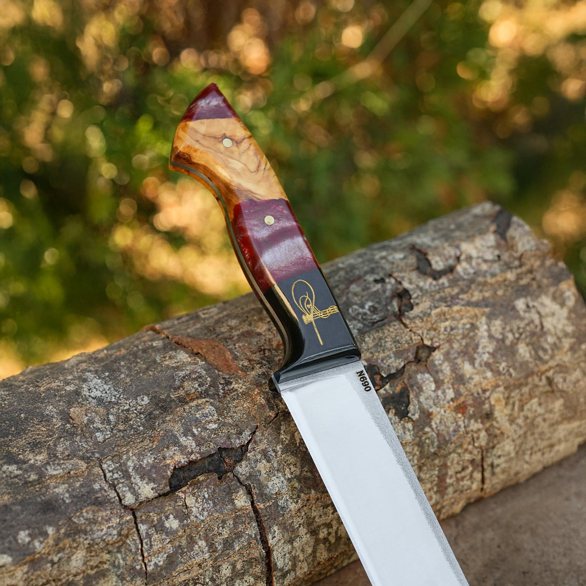 Kelle Bıçağı - N690 Çeliği -Tuğra İşlemeli - Özel Ahşap Kutulu