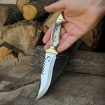 Av Bıçağı 26 Cm - Geyik Boynuz Sap - Ayyıldız Desen