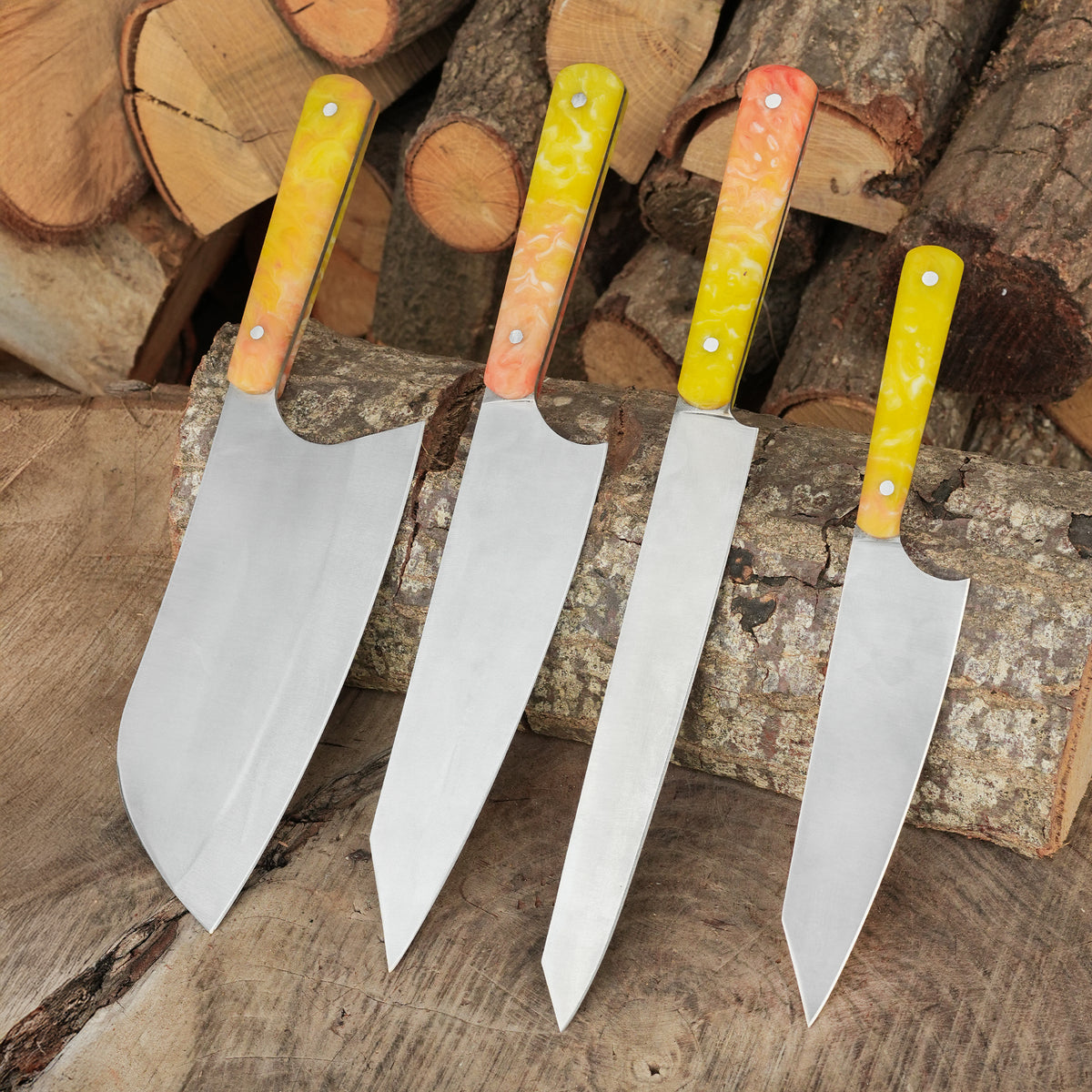 Şef Bıçağı Seti 4'lü - Epoksi Sap - Çantalı