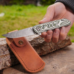 Katlanır Model - 20 Cm - Paslanmaz Damascus Çelik - G-10 Sap