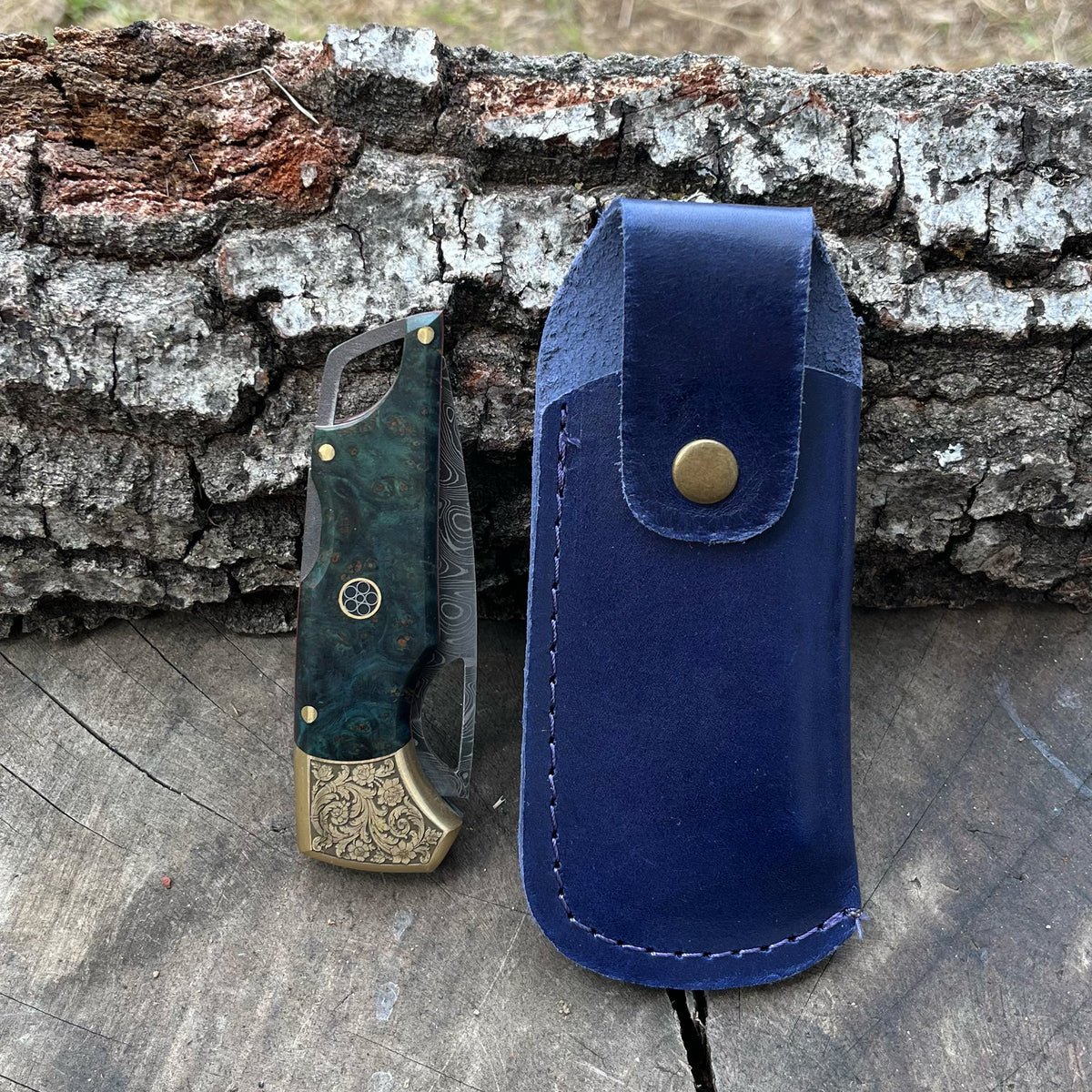Katlanır Model- Damascus Çelik - Stabilize Sap