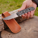 Katlanır Model - 20 Cm - Paslanmaz Damascus Çelik - G-10 Sap