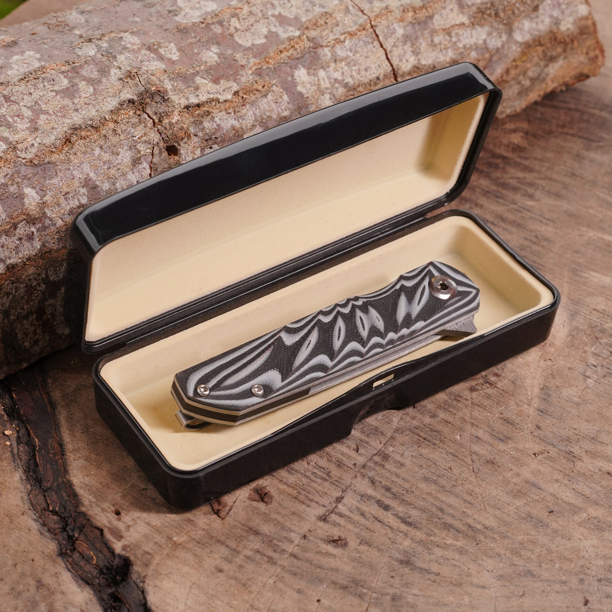 Katlanır Model - 20 Cm - Paslanmaz Damascus Çelik - G-10 Sap