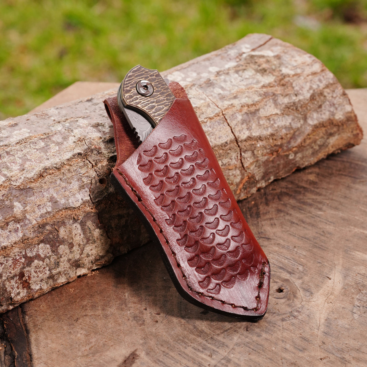 Katlanır Model - 20 Cm - Paslanmaz Damascus Çelik - Pirinç Balçak Sap