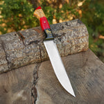 Kelle Bıçağı - N690 Çeliği - 3 Hilal Kurt Desenli - Ahşap Kutulu