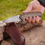Katlanır Model - 20 Cm - Paslanmaz Damascus Çelik - Pirinç Balçak Sap