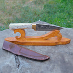 Aslan Gravür İşlemeli Koleksiyon Bıçak - N690 Çeliği - Geyik Sap - 24 Cm