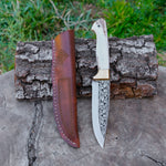 Gravür İşlemeli Koleksiyon Bıçak - N690 Çeliği - Geyik Sap - 24 Cm