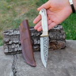Gravür İşlemeli Koleksiyon Bıçak - N690 Çeliği - Geyik Sap - 24 Cm