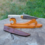 Gravür İşlemeli Koleksiyon Bıçak - N690 Çeliği - Geyik Sap - 24 Cm