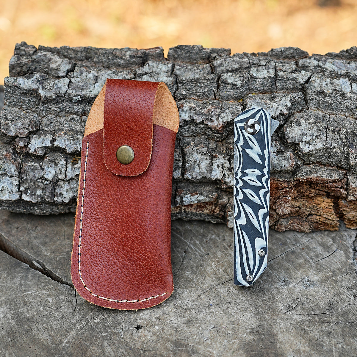 Katlanır Model - 20 Cm - Paslanmaz Damascus Çelik - G-10 Sap
