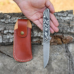 Katlanır Model - 20 Cm - Paslanmaz Damascus Çelik - G-10 Sap