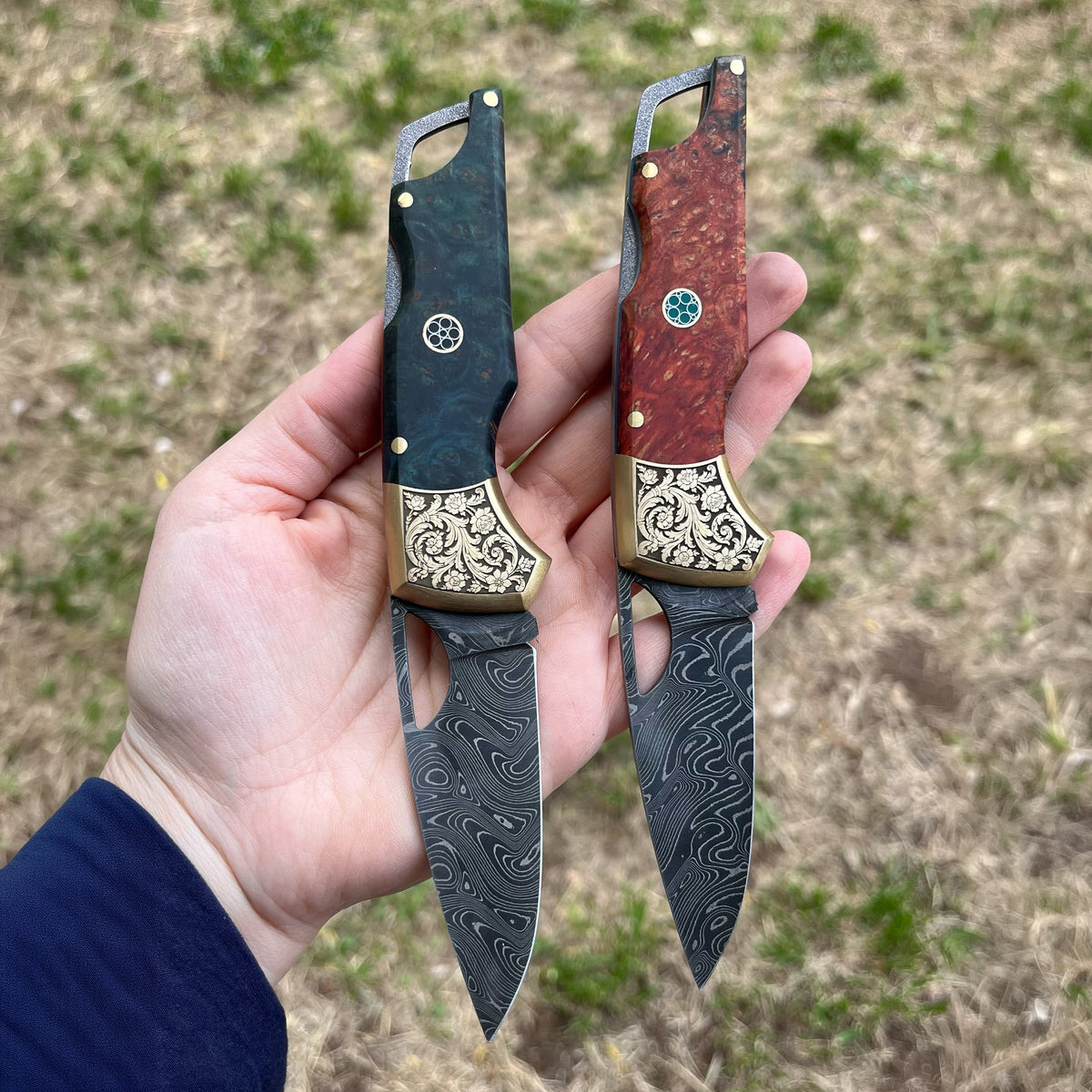 Katlanır Model- Damascus Çelik - Stabilize Sap