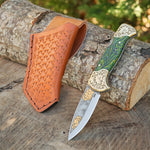 Katlanır Model- N690 Çelik -Avcı Gravür İşleme - Çift Balçak Altın Kaplama