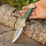 Katlanır Model- N690 Çelik -Avcı Gravür İşleme - Çift Balçak Altın Kaplama