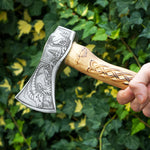 Kurt Başlı Keçi Gravür İşlemeliÖzel Kamp Baltası - 35 CM