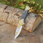 Katlanır Model- N690 Çelik - Avcı Gravür İşleme - Çift Balçak Altın Kaplama