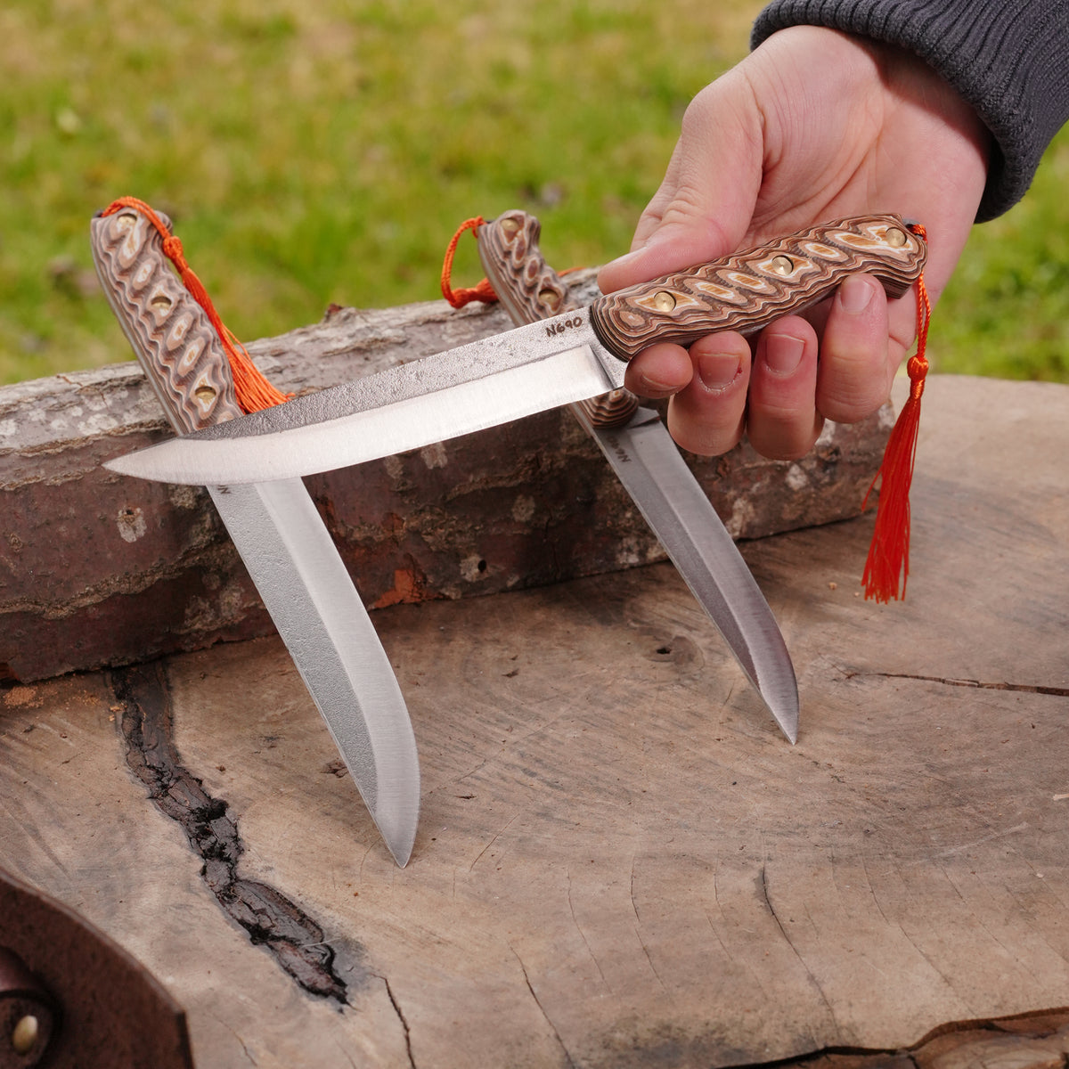 3’lü Sebze Bıçağı Seti - N690 Çelik - Verzalit Sap - Deri Çantalı