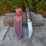 Aslan Başlı Koleksiyonluk ve Hediyelik - Tırtıklı / Desenli Balçak Bıçak - 25 Cm