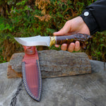 Kurt Başlı Koleksiyonluk ve Hediyelik - Tırtıklı / Desenli Balçak Bıçak - 25 Cm