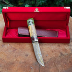 Puukko - N690 Çelik- 24K Altın Kaplama Kurt Gravür İşlemeli - Koleksiyonluk ve Hediyelik Bıçak