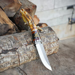 Koleksiyonluk ve Hediyelik Bıçak - N690 Çelik- Karartma Geyik Boynuzu Sap