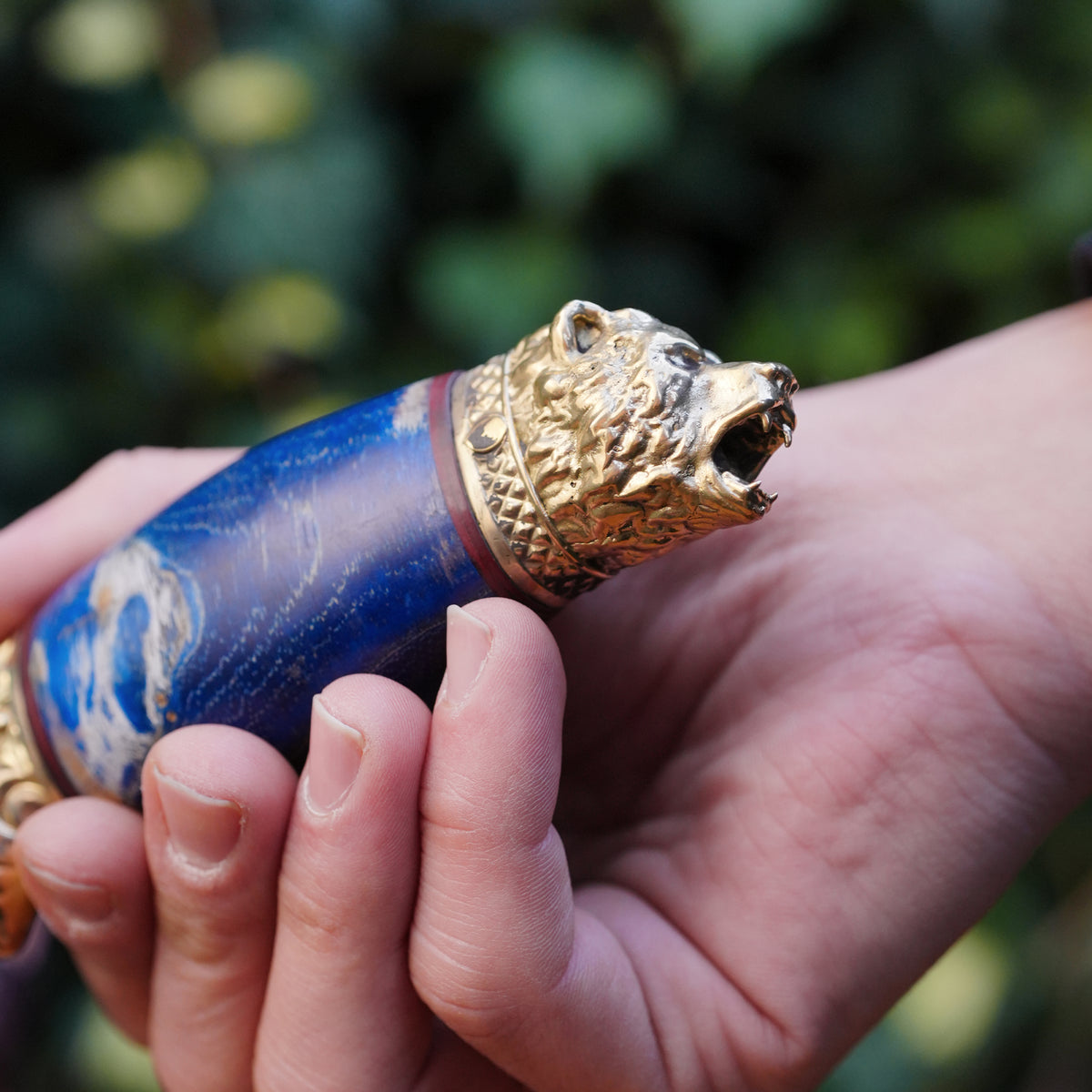 Koleksiyonluk ve Hediyelik Puukko Bıçak 24K Altın Kaplama Ayı Başlı Gravür İşlemeli