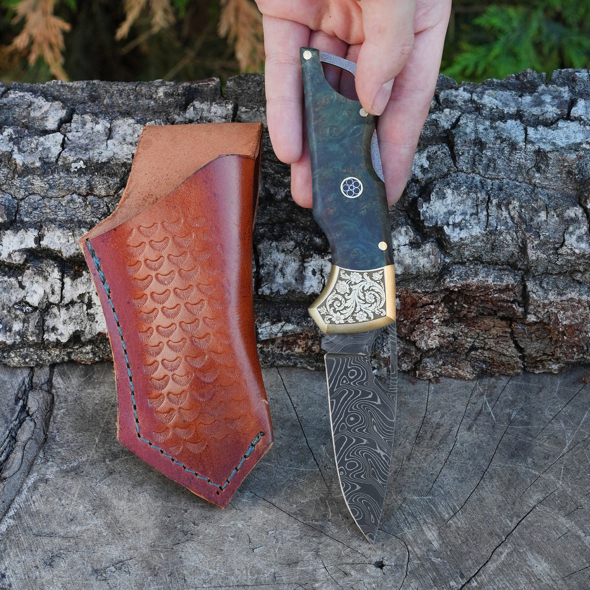 Katlanır Model- Damascus Çelik - Stabilize Sap
